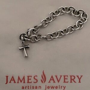 James Avery Sterling Silver Classic Cable Charm Bracelet with St. Teresa Cross